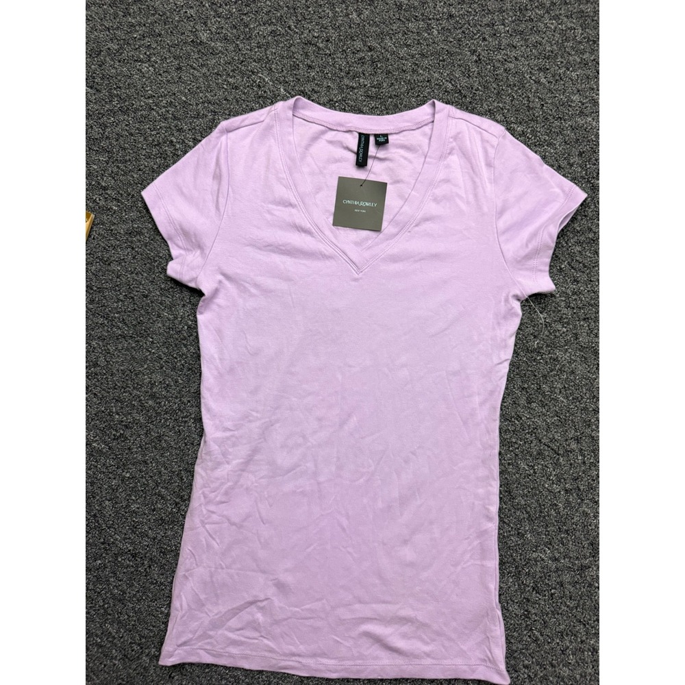 Cynthia Rowley New York Lavender Purple Pima Cotton VNeck Tee Shirt Womens L NWT